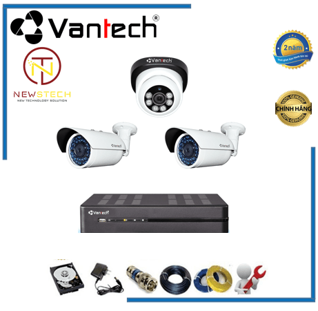 Lắp đặt trọn bộ 3 camera vantech full HD