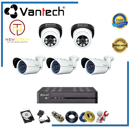 Lắp đặt trọn bộ 5 camera vantech Full HD