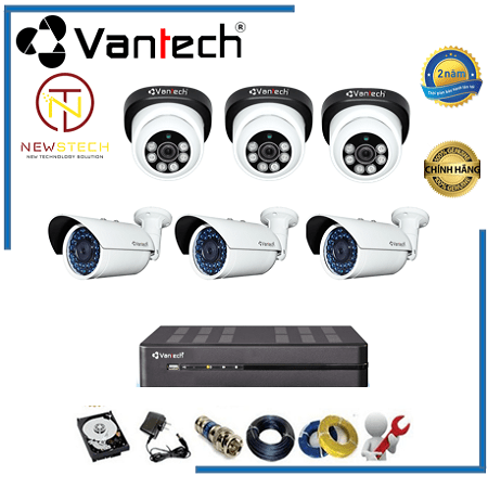 Lắp đặt trọn bộ 6 camera vantech Full HD