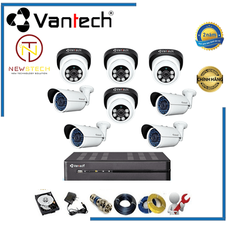 Lắp đặt trọn bộ 8 camera vantech full HD