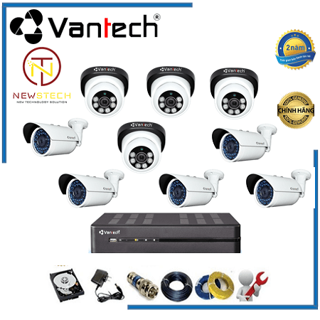 Lắp đặt trọn bộ 9 camera Vantech full HD