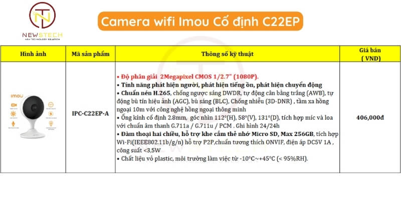 Camera wifi Imou C22EP giá rẻ